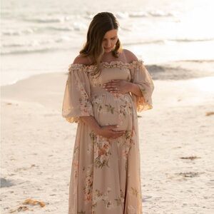 Floral Off-Shoulder Maternity Dress